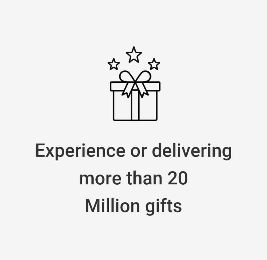 Experience of delivering more than 20 Million gifts
