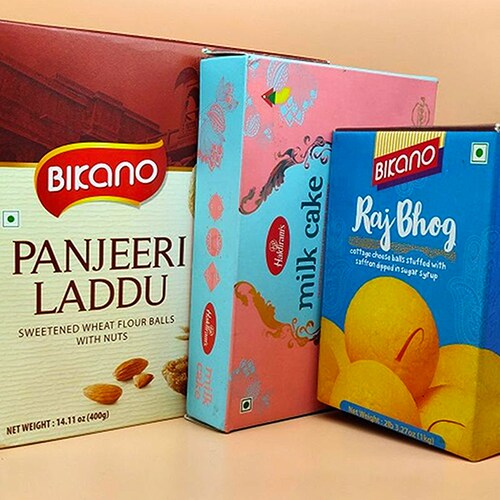 Buy Laddo and Milk cake with Raj Bhog