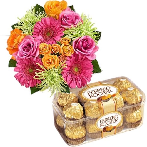 Buy Mixed Flowers with Ferrero