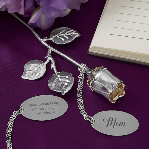 Buy Engraved Silver Keepsake Rose For Her