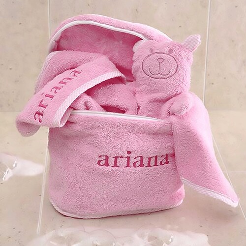 Buy Pink Terry Bath Set