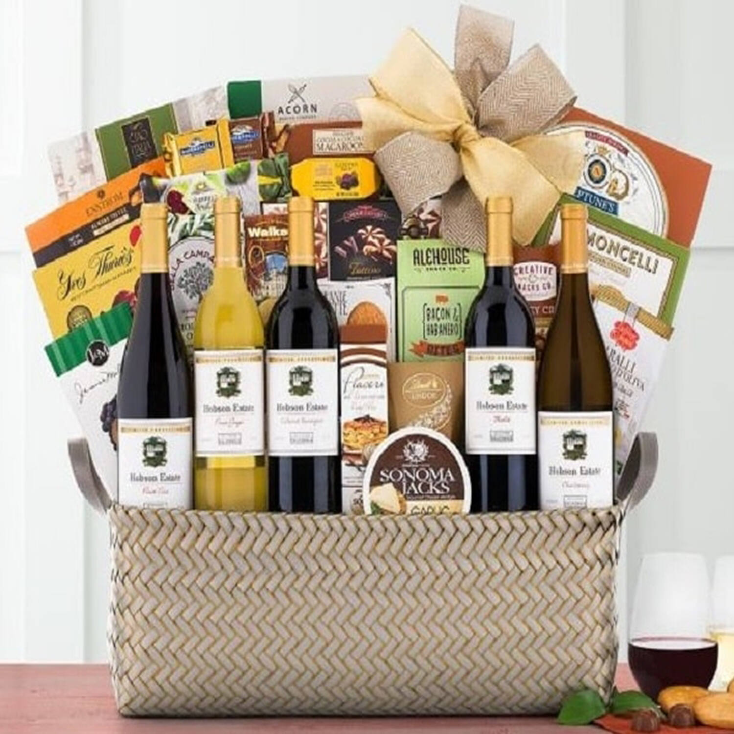 Buy our warm wishes wine gift basket at broadwaybasketeers.com