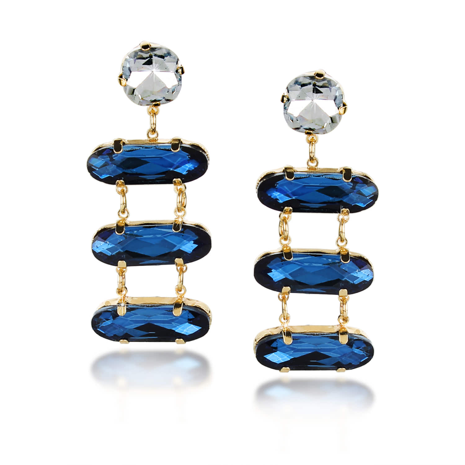 Rhea Earrings  Buy Rhea Classic Midnight Blue Silver Crystal Double Hoop  Earrings Online  Nykaa Fashion