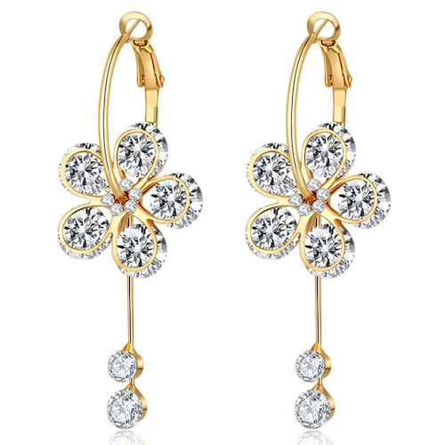 Buy Crystal Floral Theme Earrings