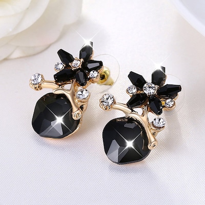Jet Black Crystal Earrings