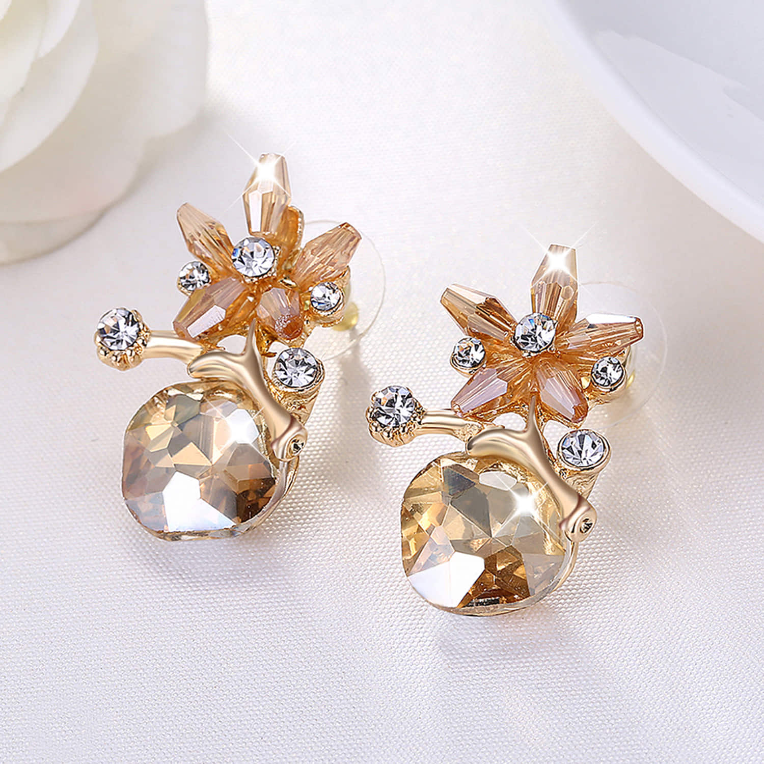Buy Oomph Jewellery Tone Solitaire Cubic Zirconia Earrings Online At Best  Price  Tata CLiQ