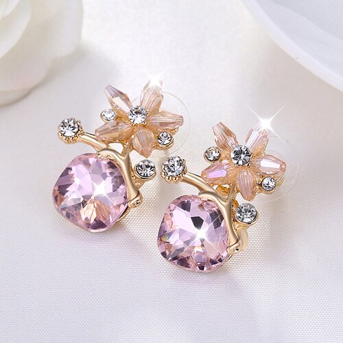 Buy Pink Crystal Theme Earrings