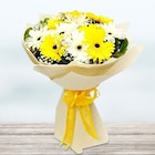 Mix Gerbera Flowers Bouquet In White Wrapping