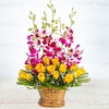Buy Perfect Basket Arragement Of Rochids And Yellow Roses