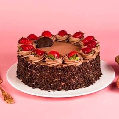 Eggless Double Choc Strawberry Cake