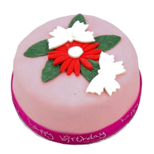 Buy Flowery Pink Birthday Cake