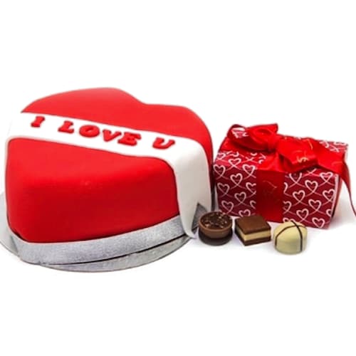 Buy Heart Love You Cake N Chocolates