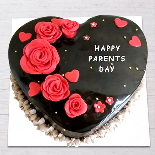 Buy Rosy Heart Choco Parents Day Cake