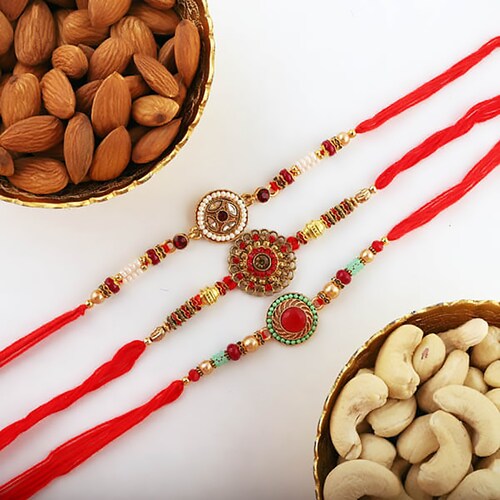Buy Beads Handmade Rakhi Set Of Three