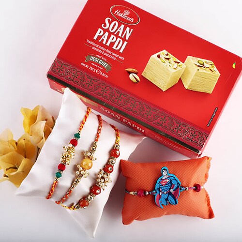 Buy Winsome Rakhis Combo With Soan Papdi