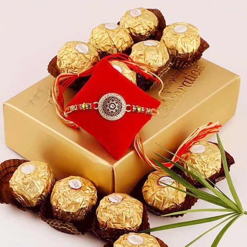 Buy Lovely Rakhi With Ferrero Rocher Bites