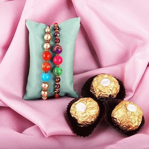 Buy Ferrero Rocher With Twin Rakhi Combo