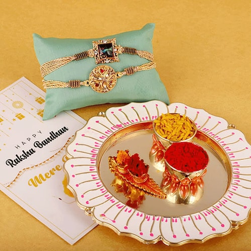 Buy Pooja Thali Rakhi Combo