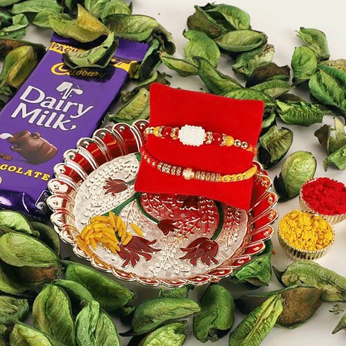 Buy Decorative Rakhi Pooja Thali Hamper