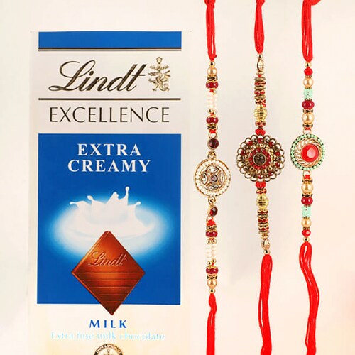Buy Lindt Milk Choco Trine Rakhis Combo