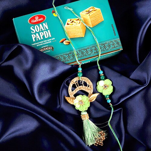 Buy Soan Papdi Couple Rakhi Combo