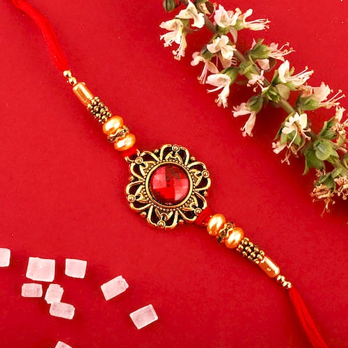 Buy Pretty Red Stone Rakhi