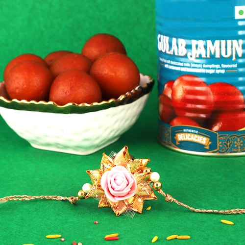 Buy Blooming Rose Rakhi With Gulabjamun