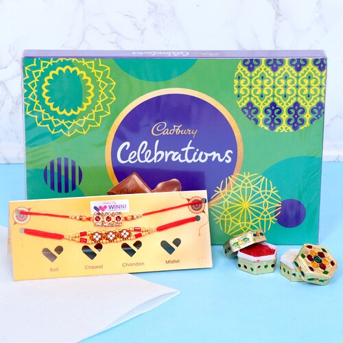 Buy Kundan Rakhis With Cadbury Celebration