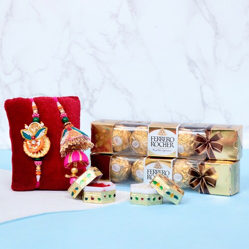 Buy Pair Rakhi With Duo Ferrero Boxes