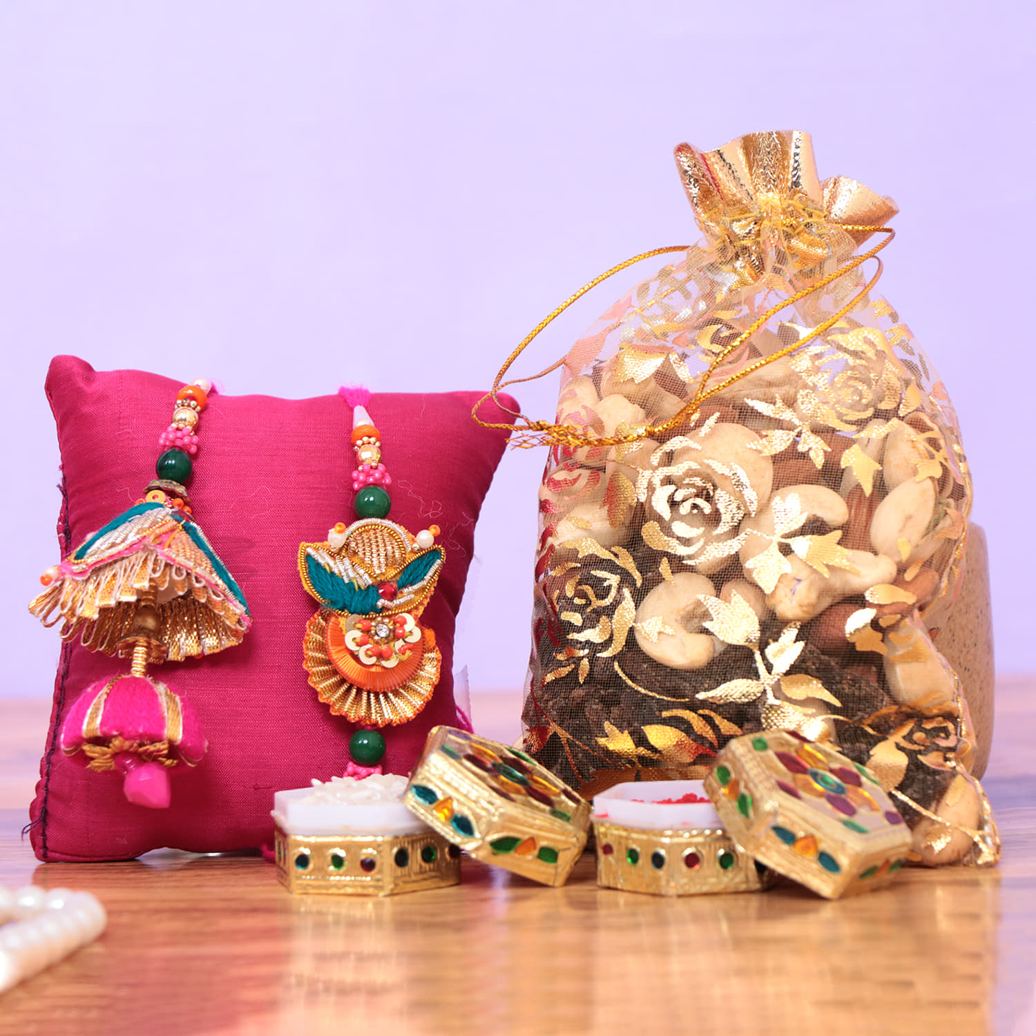 Rakhi for Bhaiya Bhabhi | Send Rakhi to India | Rakhi for Bhaiya Bhabhi  with Dry Fruits, Chocolates, Sweets | Rakhi Hampers | Bhaiya Bhabhi Rakhi  set with gift | Lumba Rakhi |