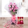Buy Pink Roses Bouquet With Bhaiya Bhabhi Rakhi