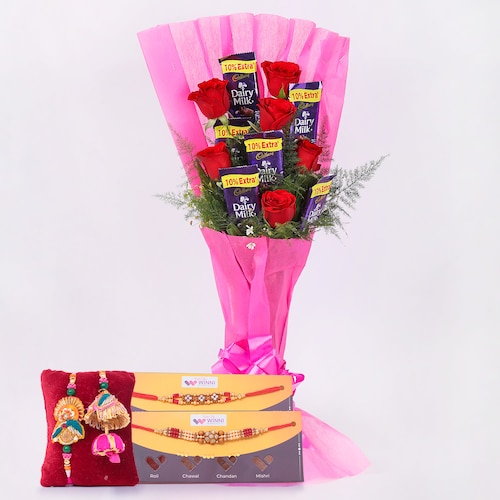 Buy Cadbury N Roses Bouquet With Paired Rakhis