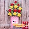 Buy Yellow N Yellow Roses Gift With Rakhis Set