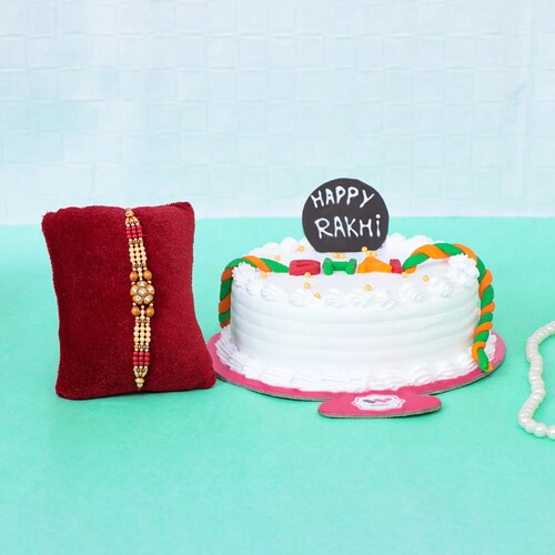 Buy Happy Raksha Bandhan Cake Rakhi Combo