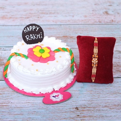 Buy Flower Rakhi Cake Combo