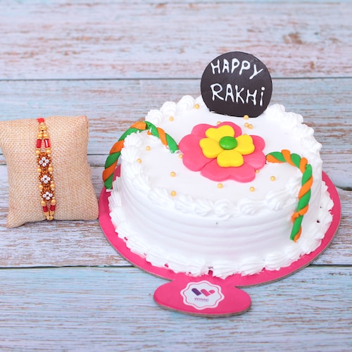 Buy Happy Rakhi Cake With Meena Rakhi
