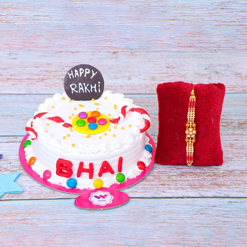Buy Yummilicious Bhai Cake With Beads Rakhi