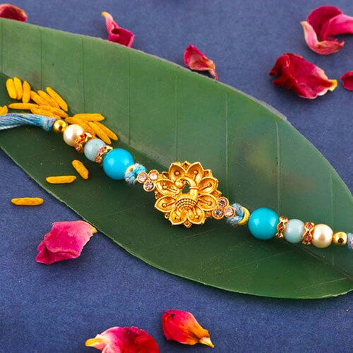 Buy Lovely Golden Peacock Rakhi