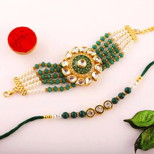 Buy Green Bracelet Bhaiya Bhahi Rakhi