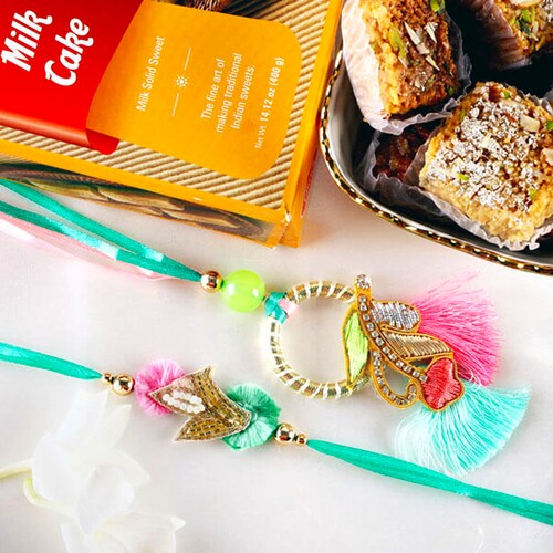 Buy Adorable Couple Rakhi with Milkcake