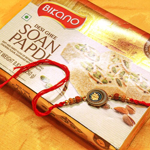 Buy Soan Papdi with Ganesha Rakhi