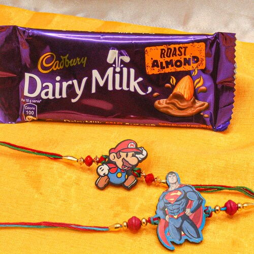 Buy 2 Kids Rakhi with Dairy Milk