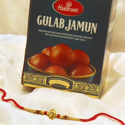 Buy Trendy Rakhi with Gulab Jamun