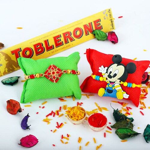 Buy Mickey N Bro Rakhi Toblerone Choco Combo