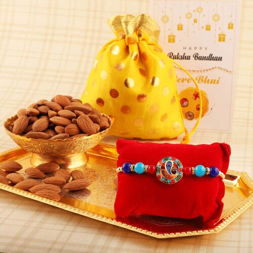 Buy Devotional Ganesha Rakhi With Almond Pack