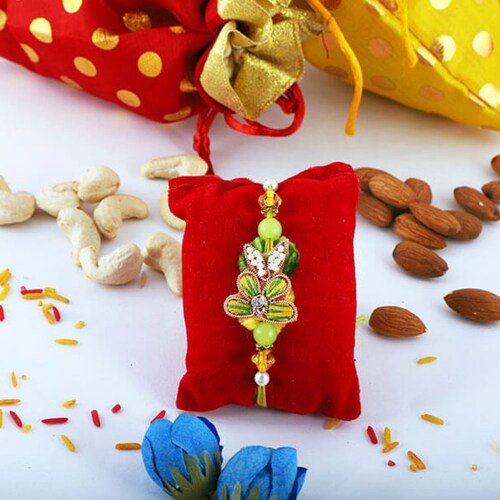 Buy Verdant Green Rakhi With Almond N Cashew