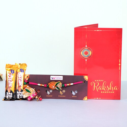 Buy Designer Lumba Rakhi With Chocolate & Card