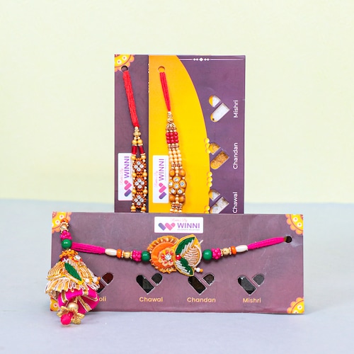 Buy Shimmering Bhaiya N Bhabhi Rakhi Set