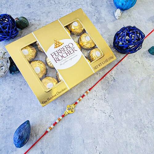Buy Golden Ferrero Rocher Box With Bro Rakhi