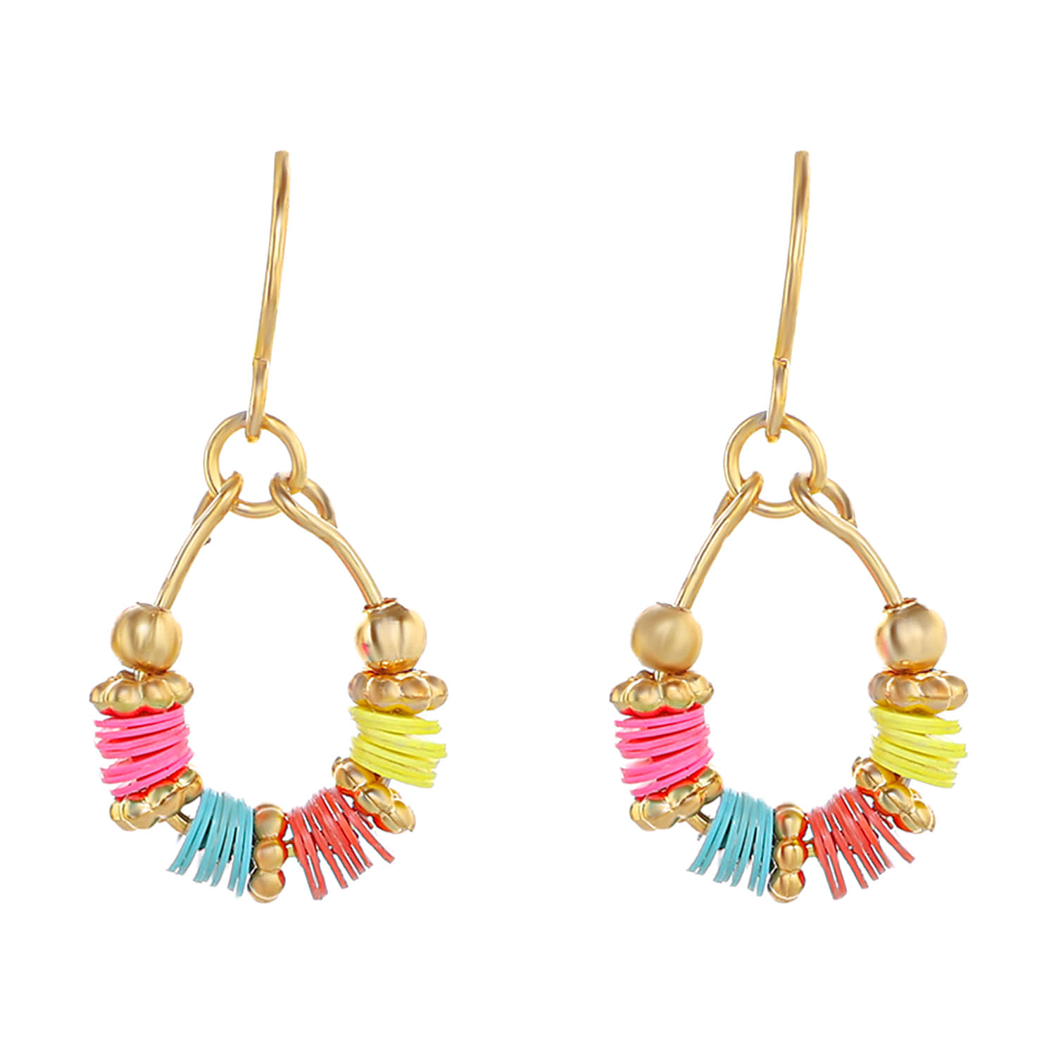 Husar's House of Fine Diamonds. 14kt Yellow Gold Cascading Natural Multi- Color Gemstone Dangle Earrings